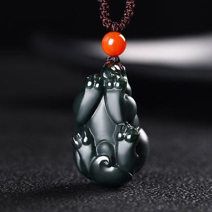 Natural Hetian Jade Pixiu Pendant Necklace – Handcrafted Green Jade Good Luck Pendant for Wealth & Protection - STAR8S