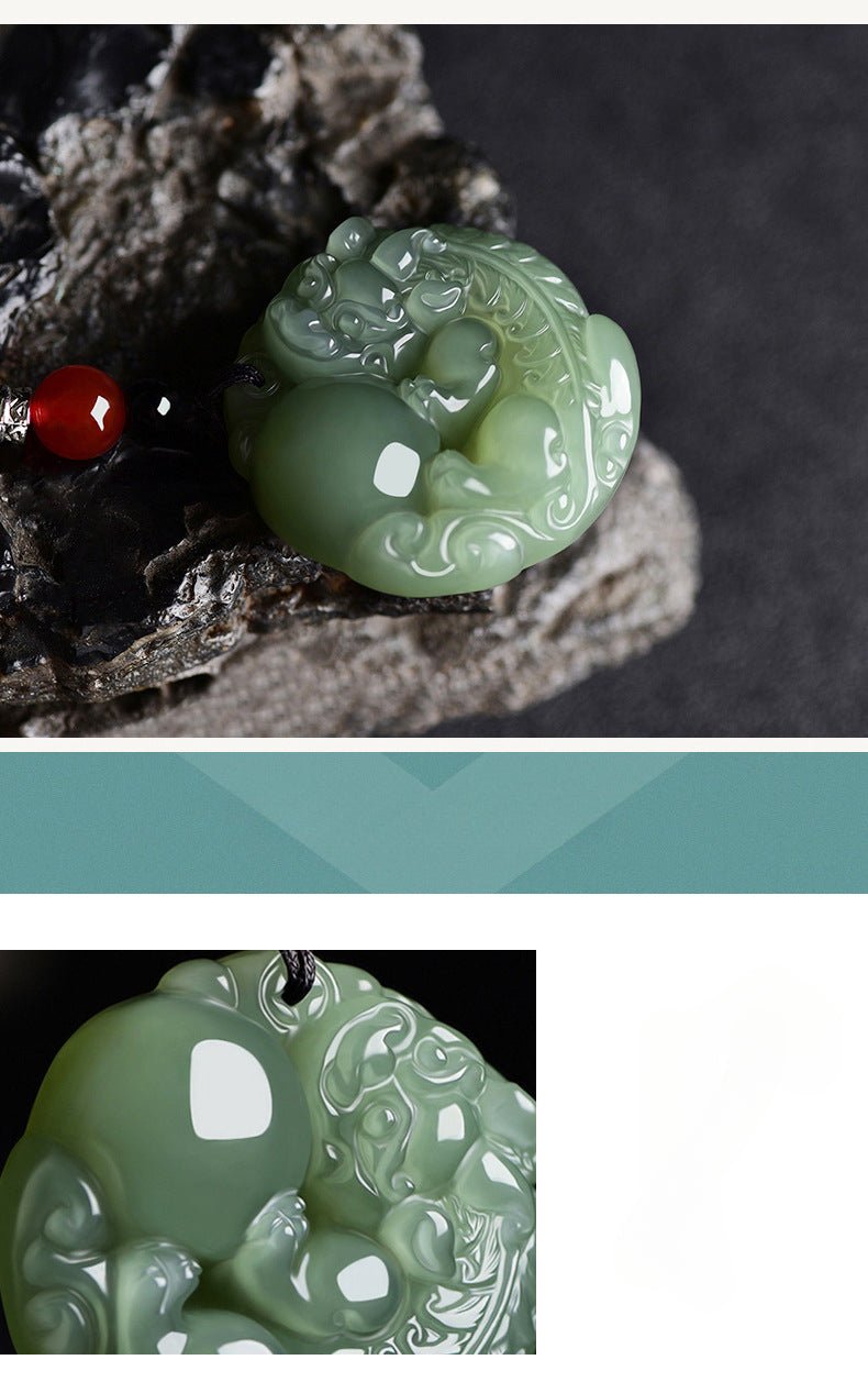Natural Hetian Jade Pixiu Ping'an Kou Pendant – Spiritual Protection and Good Luck Necklace - STAR8S