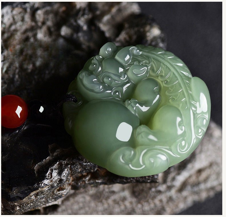 natural hetian jade pixiu ping'an kou pendant – spiritual protection and good luck necklace - star8s