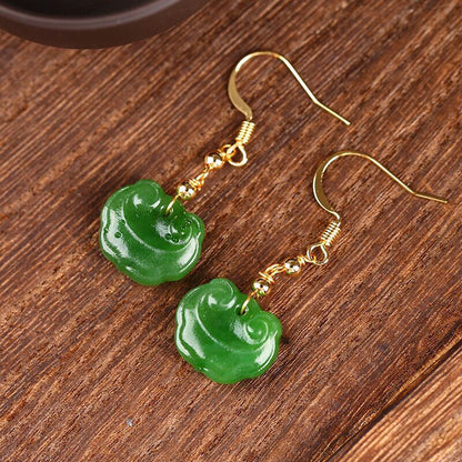 Natural Hetian Jade Ruyi Earrings – Simple and Elegant Gold Hook Jewelry - STAR8S
