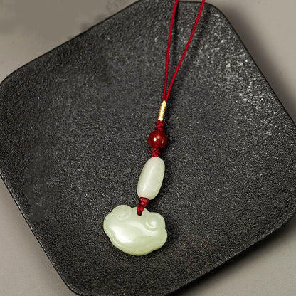 Natural Hetian Jade Ruyi Lock Keychain – Car, Phone & Bag Charm for Good Fortune - STAR8S