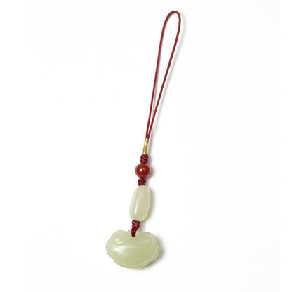 Natural Hetian Jade Ruyi Lock Keychain – Car, Phone & Bag Charm for Good Fortune - STAR8S