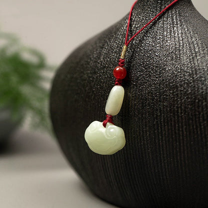Natural Hetian Jade Ruyi Lock Keychain – Car, Phone & Bag Charm for Good Fortune - STAR8S