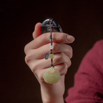 Natural Hetian Jade Ruyi Lock Pendant Keychain for Men and Women, Versatile Car Key Chain and Bag Accessory, Beautiful Jade Stone Ornament Gift 🎁 - STAR8S