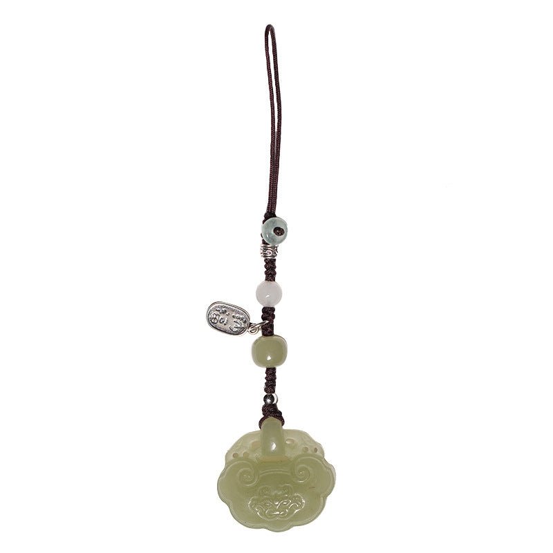 Natural Hetian Jade Ruyi Lock Pendant Keychain for Men and Women, Versatile Car Key Chain and Bag Accessory, Beautiful Jade Stone Ornament Gift 🎁 - STAR8S