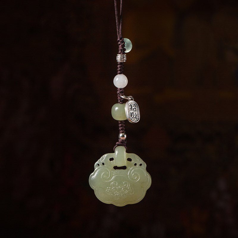 Natural Hetian Jade Ruyi Lock Pendant Keychain for Men and Women, Versatile Car Key Chain and Bag Accessory, Beautiful Jade Stone Ornament Gift 🎁 - STAR8S