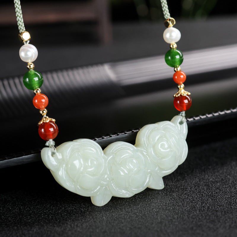 natural hetian jade ruyi lock pendant – white jade peony flower collarbone necklace | luxury gift for loved ones - star8s