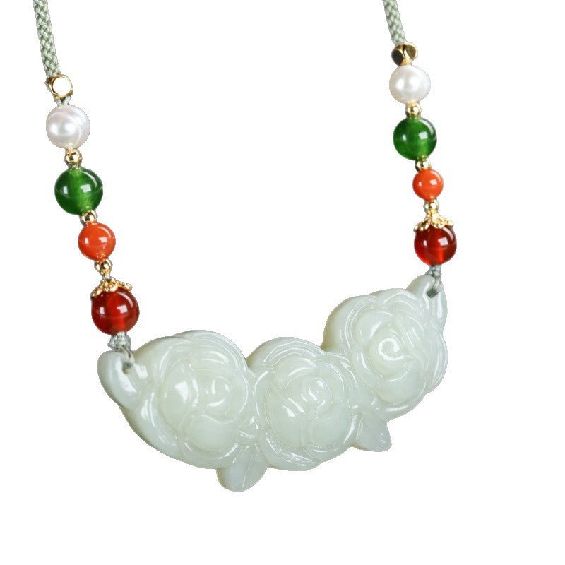 Natural Hetian Jade Ruyi Lock Pendant – White Jade Peony Flower Collarbone Necklace | Luxury Gift for Loved Ones - STAR8S