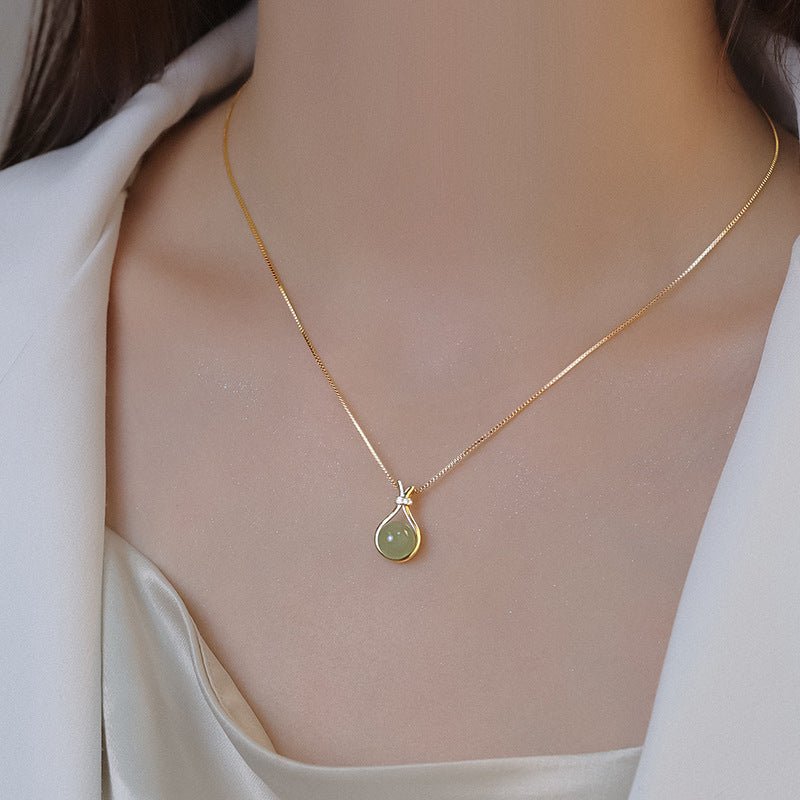 Natural Hetian Jade S925 Silver Fortune Bag Necklace – Elegant Jade Pendant for Women, Minimalist Design - STAR8S