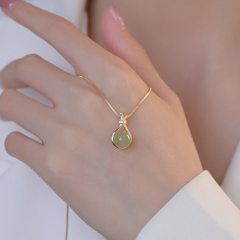 Natural Hetian Jade S925 Silver Fortune Bag Necklace – Elegant Jade Pendant for Women, Minimalist Design - STAR8S
