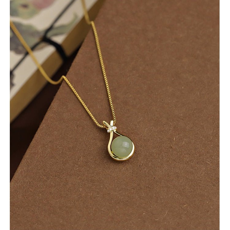 Natural Hetian Jade S925 Silver Fortune Bag Necklace – Elegant Jade Pendant for Women, Minimalist Design - STAR8S