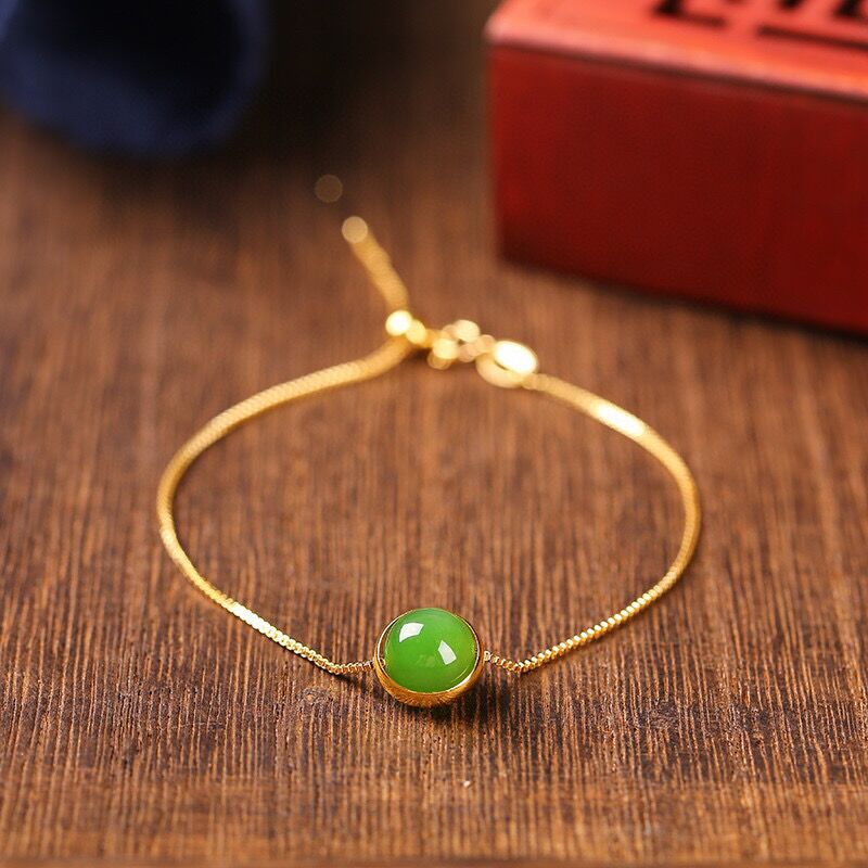 natural hetian jade starry sky bracelet – adjustable 8mm, simple & elegant design ✨💚 - star8s