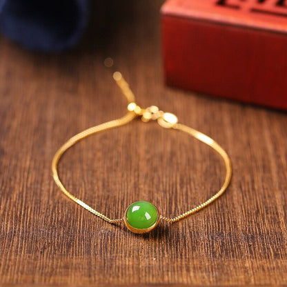 Natural Hetian Jade Starry Sky Bracelet – Adjustable 8mm, Simple & Elegant Design ✨💚 - STAR8S