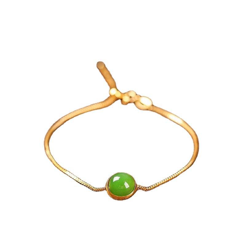 Natural Hetian Jade Starry Sky Bracelet – Adjustable 8mm, Simple & Elegant Design ✨💚 - STAR8S