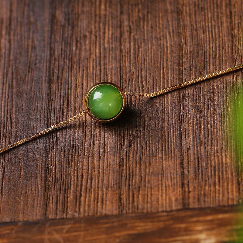 Natural Hetian Jade Starry Sky Bracelet – Adjustable 8mm, Simple & Elegant Design ✨💚 - STAR8S