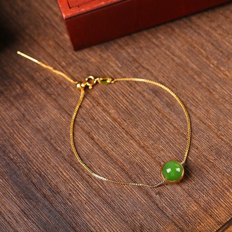 Natural Hetian Jade Starry Sky Bracelet – Adjustable 8mm, Simple & Elegant Design ✨💚 - STAR8S