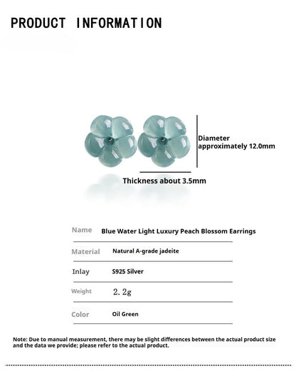 Natural Ice - Grade Jade Plum Blossom Stud Earrings | S925 Silver | Women's Jewelry - STAR8S