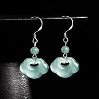 S925 Sterling Silber Natürliche Jade Blauwasser Wolken-Stil Ruyi Ohrringe