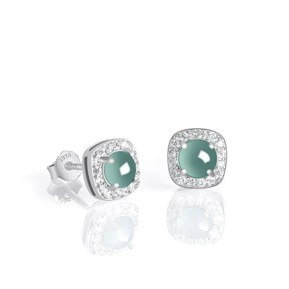 Natural Jade Blue Water Square Stud Earrings | S925 Silver Inlaid Ice Jade – High - End Fashion Jewelry for Women - STAR8S