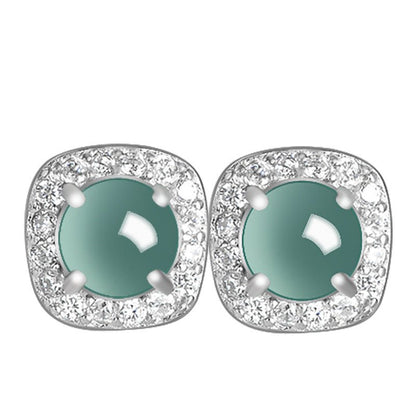 Natural Jade Blue Water Square Stud Earrings | S925 Silver Inlaid Ice Jade – High - End Fashion Jewelry for Women - STAR8S