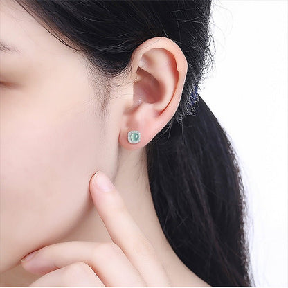 Natural Jade Blue Water Square Stud Earrings | S925 Silver Inlaid Ice Jade – High - End Fashion Jewelry for Women - STAR8S