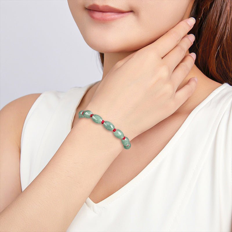 Natural Jade Bracelet - Handmade Adjustable String Bracelet for Men & Women, Good Luck Bracelet - STAR8S