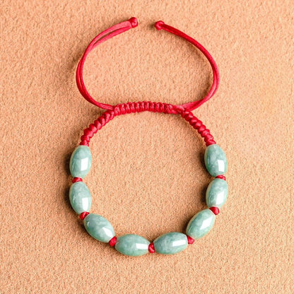 Natural Jade Bracelet - Handmade Adjustable String Bracelet for Men & Women, Good Luck Bracelet - STAR8S