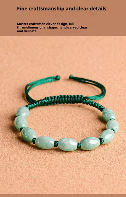 Natural Jade Bracelet - Handmade Adjustable String Bracelet for Men & Women, Good Luck Bracelet - STAR8S