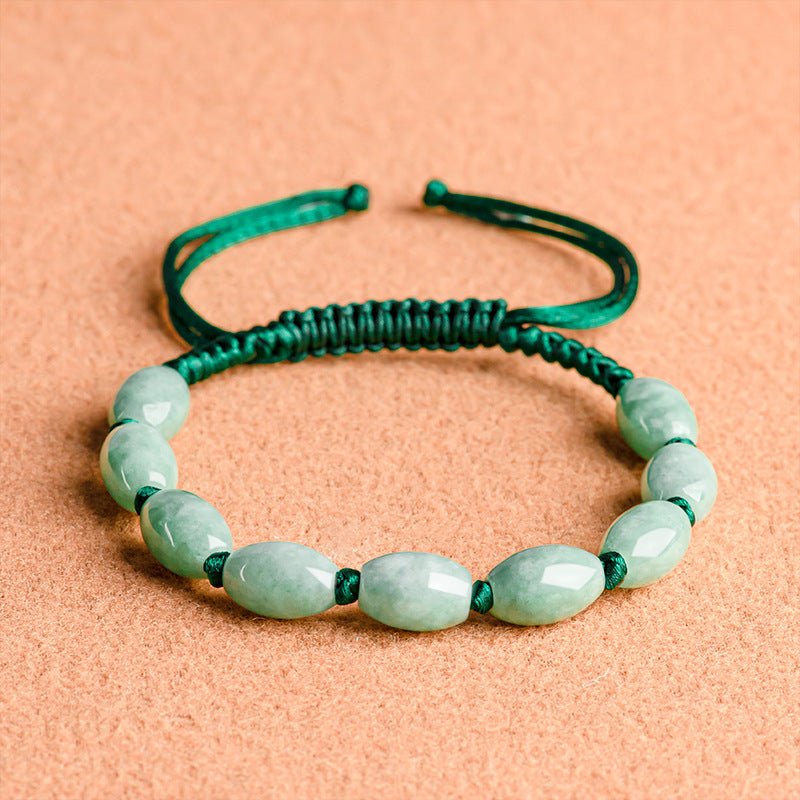 Natural Jade Bracelet - Handmade Adjustable String Bracelet for Men & Women, Good Luck Bracelet - STAR8S