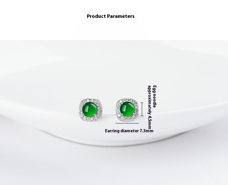 Natural Jade Green Round Earrings | S925 Silver Setting | Elegant Ice - Seed Jade Studs for Women - STAR8S