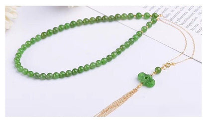 Natural Jade Necklace | Handcrafted 14K Gold - Plated Clavicle Chain for Women - Elegant and Timeless Fashion Jewelry 🌿💚 - STAR8S