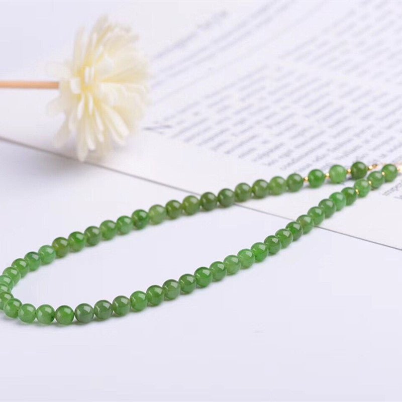 Natural Jade Necklace | Handcrafted 14K Gold - Plated Clavicle Chain for Women - Elegant and Timeless Fashion Jewelry 🌿💚 - STAR8S