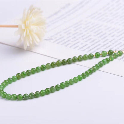 Natural Jade Necklace | Handcrafted 14K Gold - Plated Clavicle Chain for Women - Elegant and Timeless Fashion Jewelry 🌿💚 - STAR8S