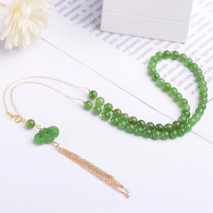Natural Jade Necklace | Handcrafted 14K Gold - Plated Clavicle Chain for Women - Elegant and Timeless Fashion Jewelry 🌿💚 - STAR8S