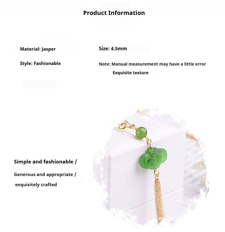 Natural Jade Necklace | Handcrafted 14K Gold - Plated Clavicle Chain for Women - Elegant and Timeless Fashion Jewelry 🌿💚 - STAR8S