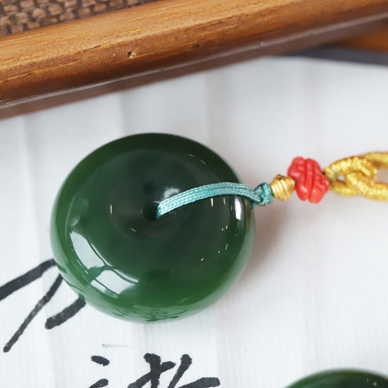 natural jade peace button pendant necklace - unisex, simple vintage charm - star8s