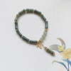 Natural Olive Jade Bamboo Segment Bracelet for Women - 6mm Jade Beads & Bamboo Leaf Charms | Elegant & Stylish Gift
