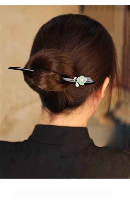 New Chinese Intangible Heritage Sandalwood U pin for Vintage Bun, Show Oriental Elegance - STAR8S