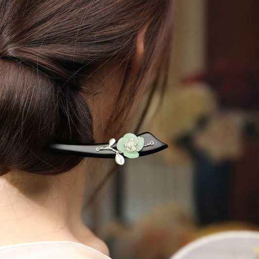 New Chinese Intangible Heritage Sandalwood U pin for Vintage Bun, Show Oriental Elegance - STAR8S