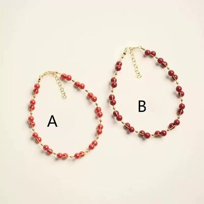 New Chinese Style Cinnabar Bracelet - Emperor Red Cinnabar with Purple Gold | Luxurious & Minimalist Gift - Fashion Jewelry for Women - STAR8S