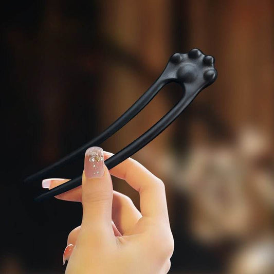 New U shaped Ebony Hairpin for Neo Chinese Vintage Premium Bun - STAR8S