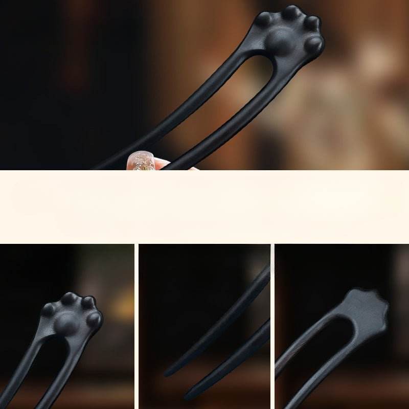 New U shaped Ebony Hairpin for Neo Chinese Vintage Premium Bun - STAR8S