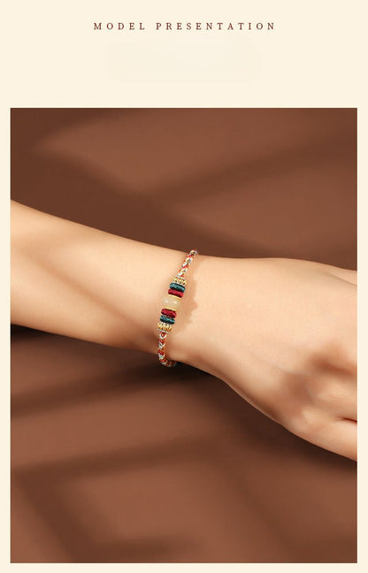 Original Design Handmade Dunhuang Color Bracelet | S925 Silver Stone Luck Bracelet for Couples - STAR8S