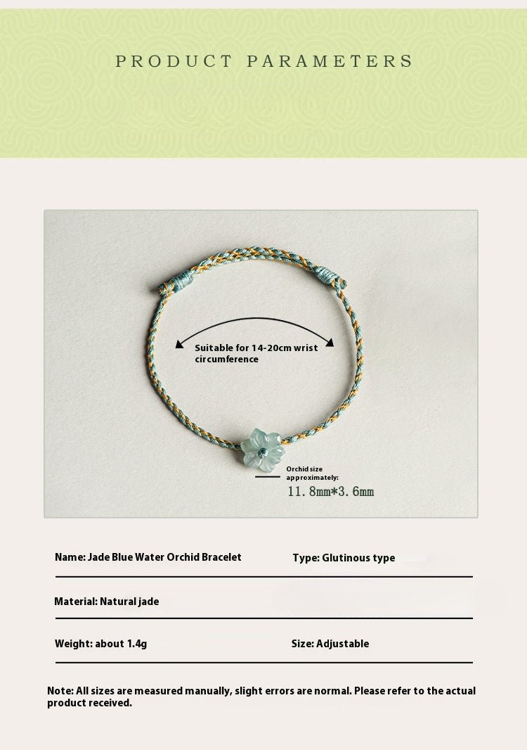 original jade blue orchid flower bracelet - handcrafted red string bracelet for couples - star8s