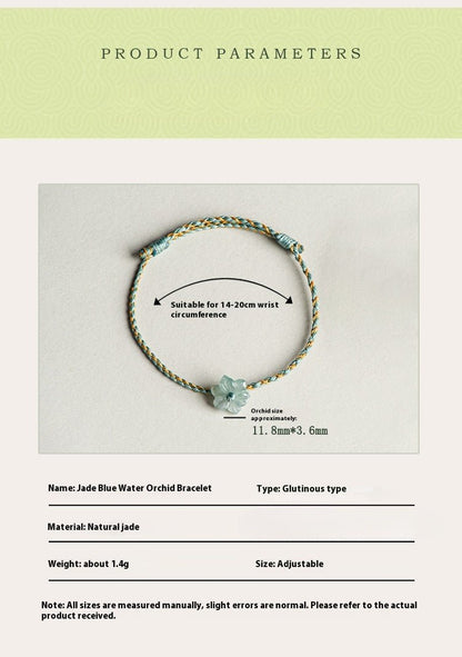 Original Jade Blue Orchid Flower Bracelet - Handcrafted Red String Bracelet for Couples - STAR8S