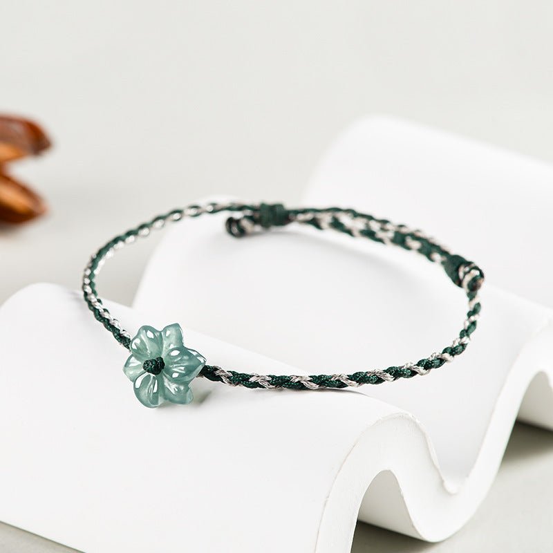 original jade blue orchid flower bracelet - handcrafted red string bracelet for couples - star8s