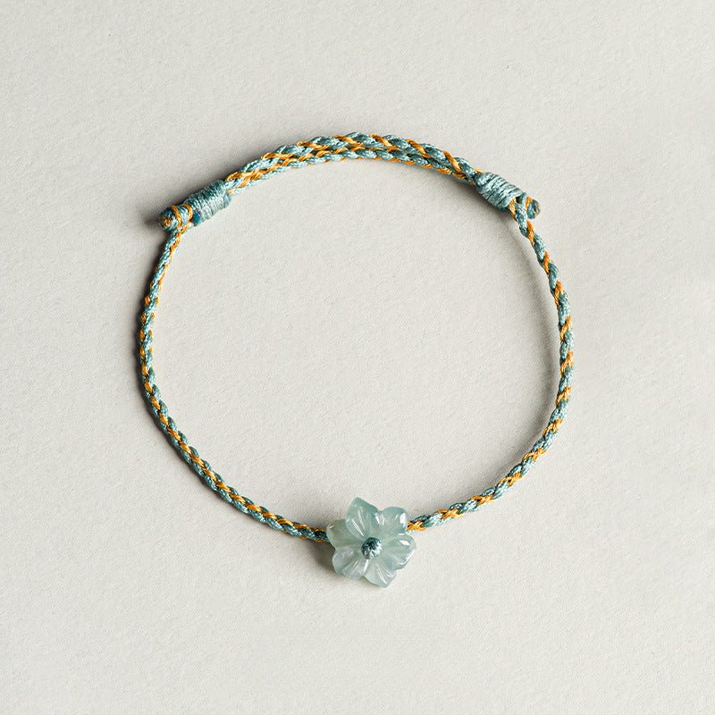original jade blue orchid flower bracelet - handcrafted red string bracelet for couples - star8s
