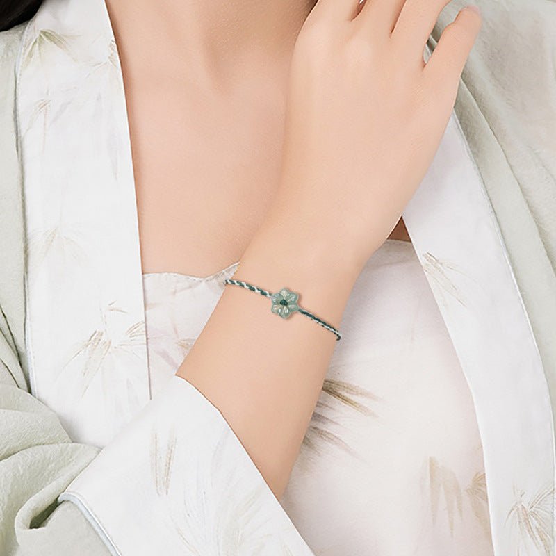 original jade blue orchid flower bracelet - handcrafted red string bracelet for couples - star8s