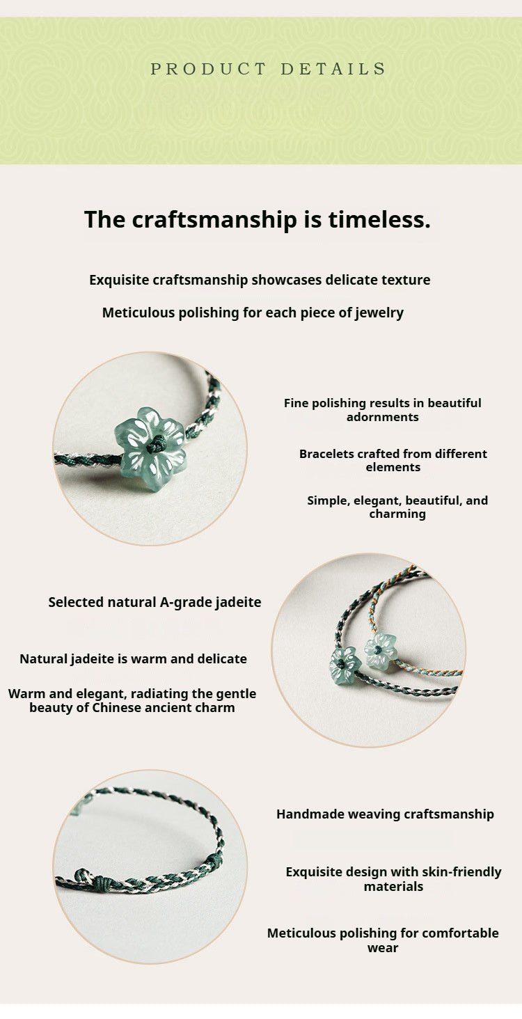 Original Jade Blue Orchid Flower Bracelet - Handcrafted Red String Bracelet for Couples - STAR8S