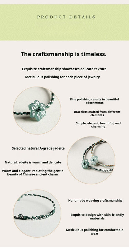 Original Jade Blue Orchid Flower Bracelet - Handcrafted Red String Bracelet for Couples - STAR8S